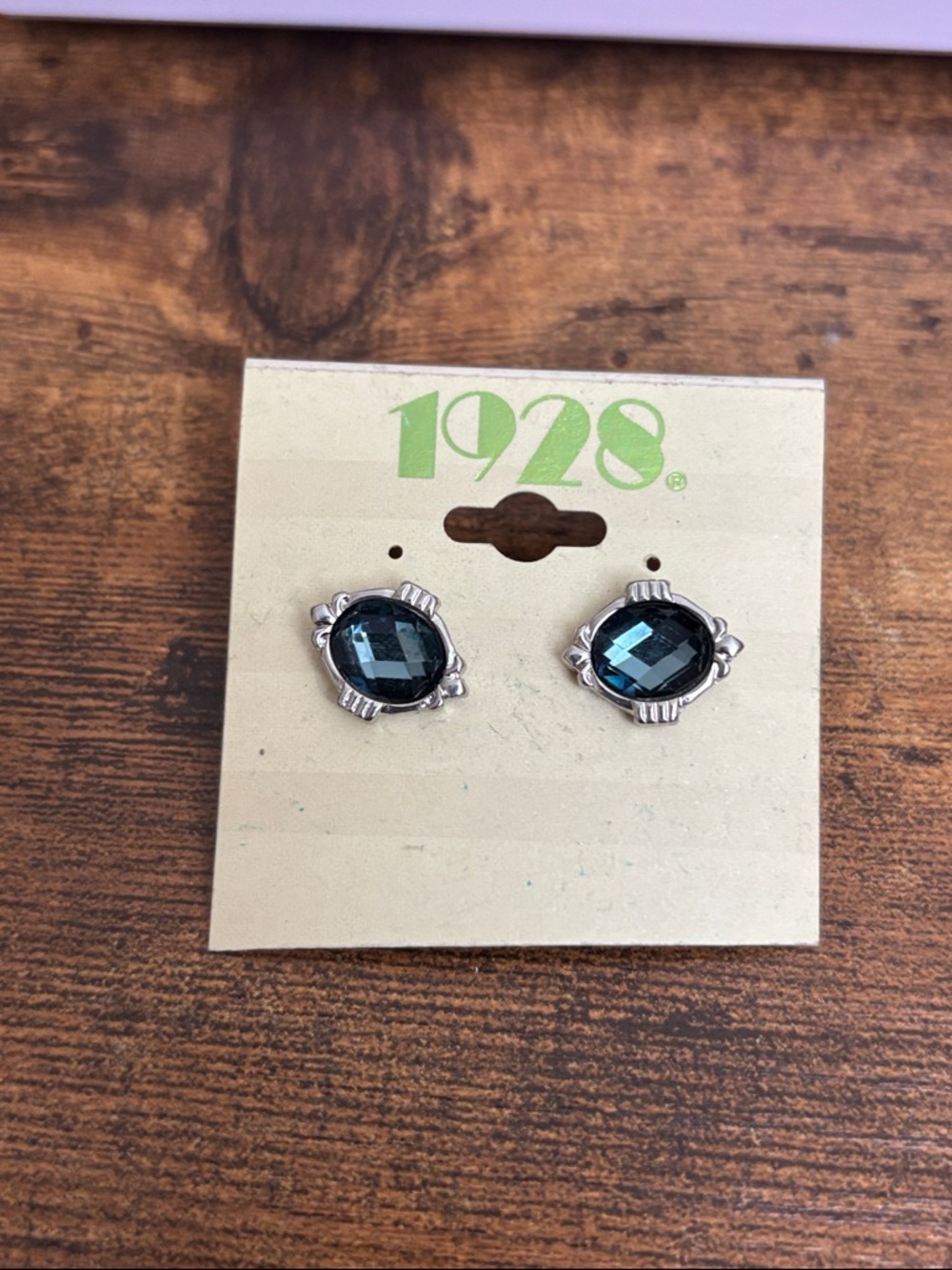 1928 Crystal Stud Earrings - Silver Tone - Picture 3 of 3